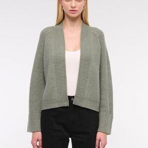 NWT Abercrombie Green Women's Ribbed Open front Sweater size S